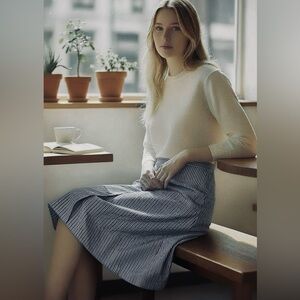 Talbots A-Line Skirt, Black, Buttons Down Front, 2 Back Pockets, New with Tags